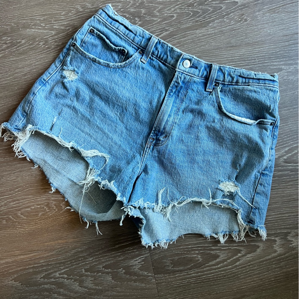 abercrombie & fitch the mom jean shorts high rise curve love
